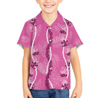 Hawaii Maile Lei Family Matching Puletasi and Hawaiian Shirt With Pink Monstera Pattern