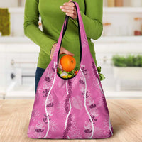 Hawaii Maile Lei Grocery Bag With Pink Monstera Pattern LT05 - Polynesian Pride