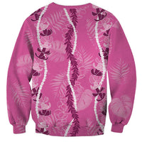 Hawaii Maile Lei Sweatshirt With Pink Monstera Pattern LT05 - Polynesian Pride