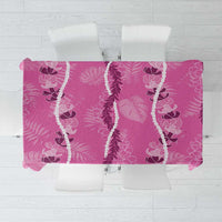 Hawaii Maile Lei Tablecloth With Pink Monstera Pattern LT05 Pink - Polynesian Pride