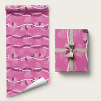 Hawaii Maile Lei Wrapping Paper With Pink Monstera Pattern LT05 58" × 23" Pink - Polynesian Pride