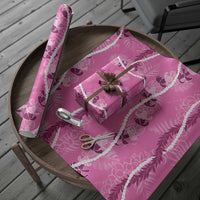 Hawaii Maile Lei Wrapping Paper With Pink Monstera Pattern LT05 - Polynesian Pride