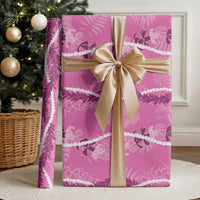Hawaii Maile Lei Wrapping Paper With Pink Monstera Pattern LT05 - Polynesian Pride