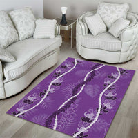 Hawaii Maile Lei Area Rug With Violet Monstera Pattern