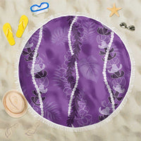 Hawaii Maile Lei Beach Blanket With Violet Monstera Pattern LT05 One Size 150cm Violet - Polynesian Pride