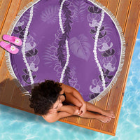 Hawaii Maile Lei Beach Blanket With Violet Monstera Pattern LT05 - Polynesian Pride