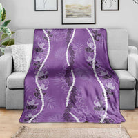 Hawaii Maile Lei Blanket With Violet Monstera Pattern LT05 - Polynesian Pride
