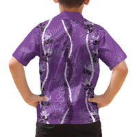 Hawaii Maile Lei Family Matching Puletasi and Hawaiian Shirt With Violet Monstera Pattern