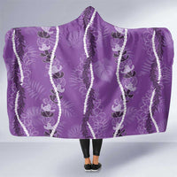 Hawaii Maile Lei Hooded Blanket With Violet Monstera Pattern LT05 One Size Violet - Polynesian Pride