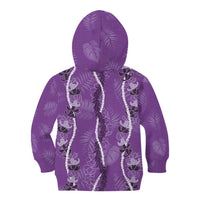 Hawaii Maile Lei Kid Hoodie With Violet Monstera Pattern