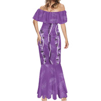 Hawaii Maile Lei Mermaid Dress With Violet Monstera Pattern LT05 - Polynesian Pride