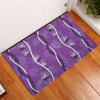 Hawaii Maile Lei Rubber Doormat With Violet Monstera Pattern LT05 - Polynesian Pride