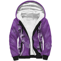 Hawaii Maile Lei Sherpa Hoodie With Violet Monstera Pattern LT05 Unisex Violet - Polynesian Pride