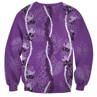 Hawaii Maile Lei Sweatshirt With Violet Monstera Pattern LT05 - Polynesian Pride