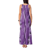 Hawaii Maile Lei Tank Maxi Dress With Violet Monstera Pattern LT05 - Polynesian Pride