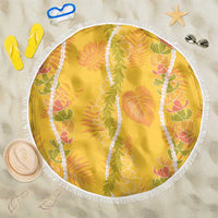 Hawaii Maile Lei Beach Blanket With Yellow Monstera Pattern LT05 One Size 150cm Yellow - Polynesian Pride