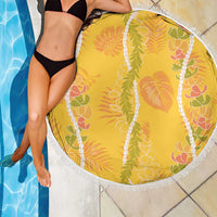 Hawaii Maile Lei Beach Blanket With Yellow Monstera Pattern LT05 - Polynesian Pride