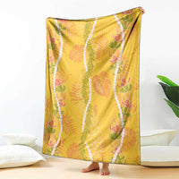 Hawaii Maile Lei Blanket With Yellow Monstera Pattern LT05 - Polynesian Pride
