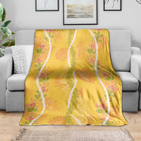 Hawaii Maile Lei Blanket With Yellow Monstera Pattern LT05 - Polynesian Pride