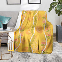Hawaii Maile Lei Blanket With Yellow Monstera Pattern LT05 - Polynesian Pride