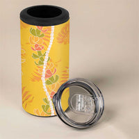 Hawaii Maile Lei 4 in 1 Can Cooler Tumbler With Yellow Monstera Pattern
