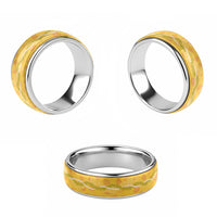 Hawaii Maile Lei Classic Ring With Yellow Monstera Pattern - Polynesian Pride