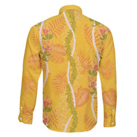 Hawaii Maile Lei Family Matching Long Sleeve Bodycon Dress and Hawaiian Shirt With Yellow Monstera Pattern