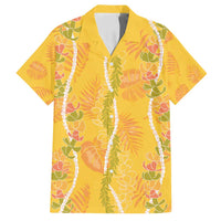 Hawaii Maile Lei Family Matching Summer Maxi Dress and Hawaiian Shirt With Yellow Monstera Pattern