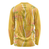 Hawaii Maile Lei Long Sleeve Shirt With Yellow Monstera Pattern LT05 - Polynesian Pride