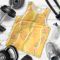 Hawaii Maile Lei Men Tank Top With Yellow Monstera Pattern LT05 - Polynesian Pride