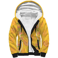 Hawaii Maile Lei Sherpa Hoodie With Yellow Monstera Pattern LT05 Unisex Yellow - Polynesian Pride