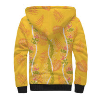 Hawaii Maile Lei Sherpa Hoodie With Yellow Monstera Pattern LT05 - Polynesian Pride