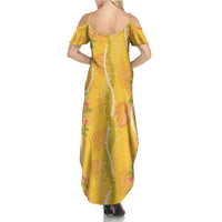 Hawaii Maile Lei Summer Maxi Dress With Yellow Monstera Pattern LT05 - Polynesian Pride