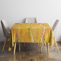 Hawaii Maile Lei Tablecloth With Yellow Monstera Pattern LT05 - Polynesian Pride