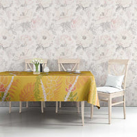 Hawaii Maile Lei Tablecloth With Yellow Monstera Pattern LT05 - Polynesian Pride