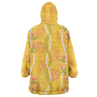 Hawaii Maile Lei Wearable Blanket Hoodie With Yellow Monstera Pattern LT05 - Polynesian Pride