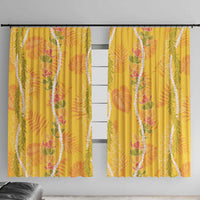 Hawaii Maile Lei Window Curtain With Yellow Monstera Pattern LT05 With Hooks Yellow - Polynesian Pride