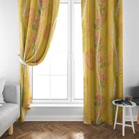 Hawaii Maile Lei Window Curtain With Yellow Monstera Pattern LT05 - Polynesian Pride