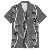 Hawaii Maile Lei Family Matching Long Sleeve Bodycon Dress and Hawaiian Shirt With Gray Monstera Pattern