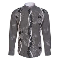 Hawaii Maile Lei Family Matching Short Sleeve Bodycon Dress and Hawaiian Shirt With Gray Monstera Pattern