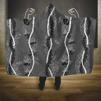 Hawaii Maile Lei Hooded Blanket With Gray Monstera Pattern LT05 - Polynesian Pride