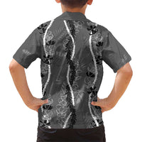 Hawaii Maile Lei Kid Hawaiian Shirt With Gray Monstera Pattern