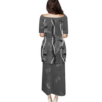 Hawaii Maile Lei Puletasi With Gray Monstera Pattern LT05 - Polynesian Pride