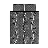 Hawaii Maile Lei Quilt Bed Set With Gray Monstera Pattern