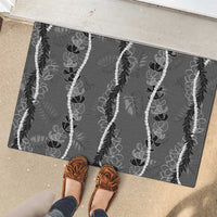Hawaii Maile Lei Rubber Doormat With Gray Monstera Pattern LT05 - Polynesian Pride