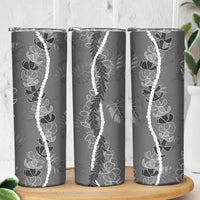 Hawaii Maile Lei Skinny Tumbler With Gray Monstera Pattern