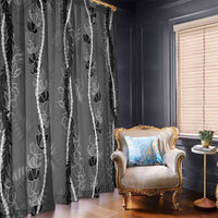 Hawaii Maile Lei Window Curtain With Gray Monstera Pattern LT05 - Polynesian Pride