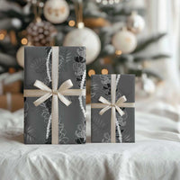 Hawaii Maile Lei Wrapping Paper With Gray Monstera Pattern LT05 - Polynesian Pride