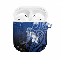 Polynesia Hammerhead Shark AirPods Case Blue Tribal Pattern With Plumeria LT05 Blue - Polynesian Pride