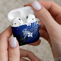Polynesia Hammerhead Shark AirPods Case Blue Tribal Pattern With Plumeria - Polynesian Pride